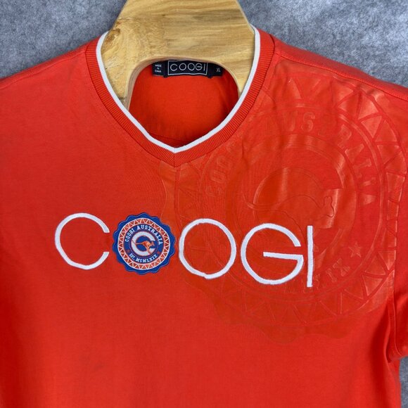 Coogi Australia T-Shirt Mens XL Red Graphic Embroidered Logo Color Block Design - Picture 10 of 13